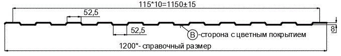 Фото: Профнастил С8 х 1150 - B (ПЭ-01-8017-0.4±0.08мм) в Хотьково