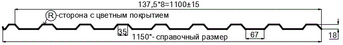 Фото: Профнастил МП20 х 1100 - R (ПЭ-01-7016-0.4±0.08мм) в Хотьково