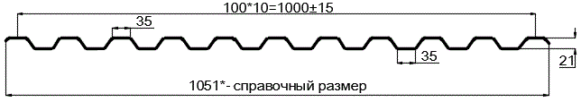 Фото: Профнастил оцинкованный С21 х 1000 (ОЦ-01-БЦ-0.5) в Хотьково