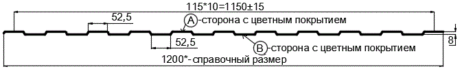 Фото: Профнастил С8 х 1150 - B Двусторонний (ПЭ_Д-01-8017-0.4±0.08мм) в Хотьково